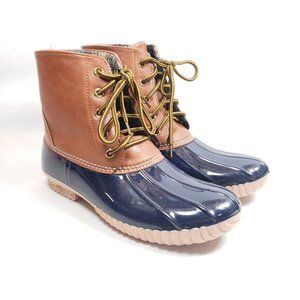 Twisted Women's Size 9 Blue Tan Rubber Duck Boots